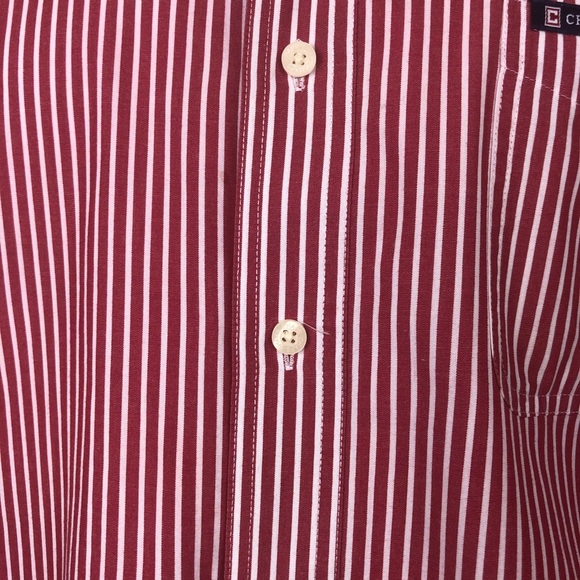 Chaps Easy Care Mens Sz Lg Red Stripe Button-Down Shirt–Classic Business Casual - Picture 10 of 12